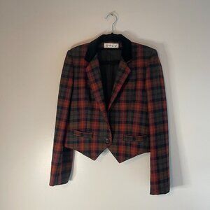 Vintage TWCC 100% Pure Wool Plaid Blazer Women's Size 12